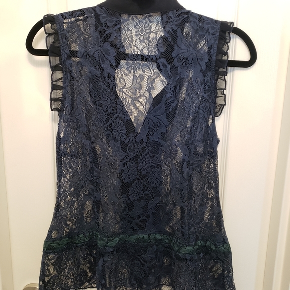 Navy see through lace top - Picture 2 of 2